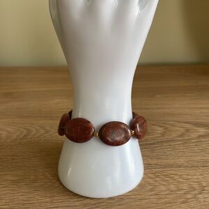 HAND CRAFTED BROWN ZOISITE BRACELET Gold Accents/Hardware. Fits 6.5” wrist